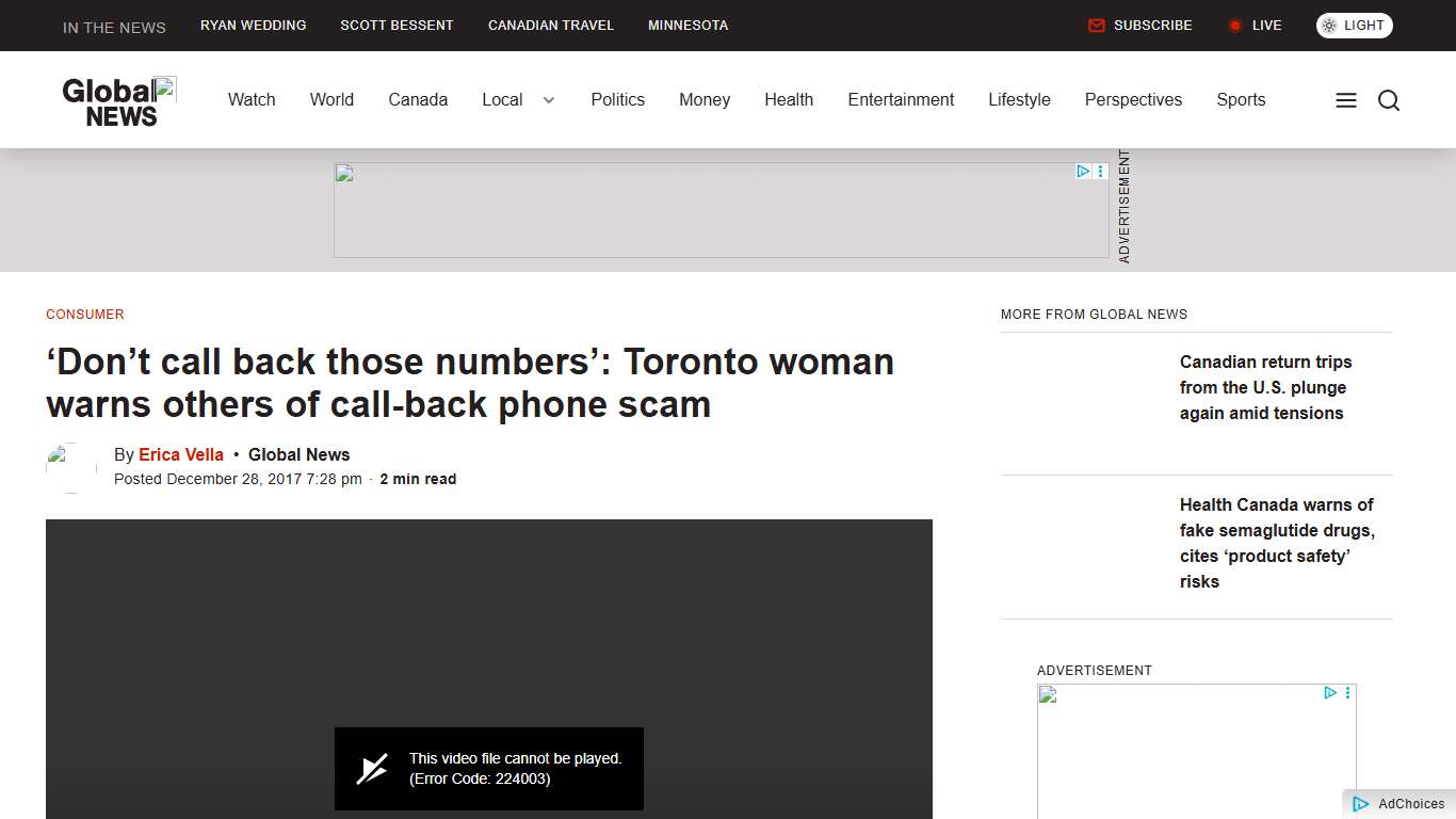 ‘Don’t call back those numbers’: Toronto woman warns others of call-back phone scam - Toronto Globalnews.ca